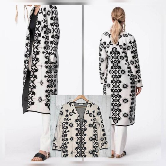 Essitam Sweaters - Essitam Lili Magnifique Long Jacquard Tapestry Viscose Blend Cardigan Sz. S
